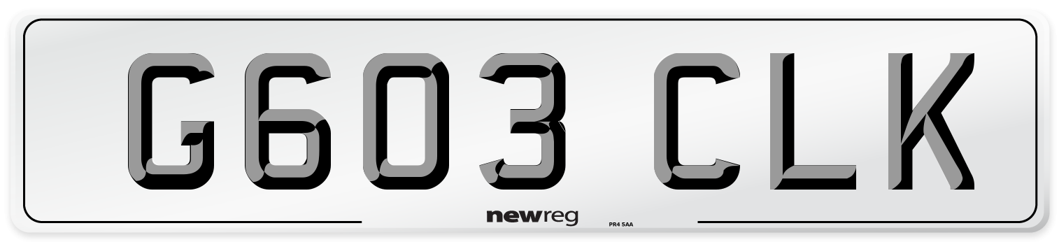G603 CLK Number Plate from New Reg